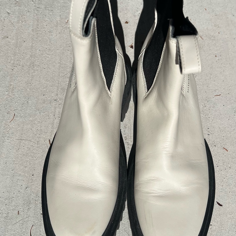 All Saints White Leather Lug Sole Chelsea Boots - Picture 6 of 11